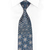 Rhinestone Silk Necktie - Silver Floral Trellis on Navy