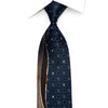 Rhinestone Silk Necktie – Waves Midnight Navy with Silver
