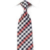 Renoma Rhinestone Tie Red White Blue Plaid With Silver 