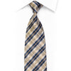 Silk Necktie Blue Beige Gold Silver Plaid With Rhinestones