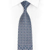 Silver Blue Checkered Crystal Rhinestone Silk Tie