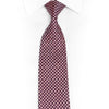 Silver Burgundy Geometric Checker Rhinestone Silk Tie