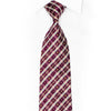 Silver Burgundy Plaid Design Rhinestone Silk Necktie