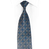 Silver Cartouche On Navy Rhinestone Silk Necktie - 1