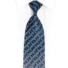 Silver Filigree On Navy Rhinestone Silk Tie With Silver