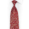 Silver Floral On Red Rhinestone Silk Tie With Gold Blue