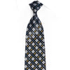 Silver Geometric On Navy Blue Rhinestone Silk Necktie