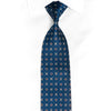 Silver Geometric Squares On Blue Rhinestone Silk Tie