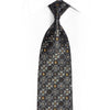 Silver Gold Geometric Floral On Black Rhinestone Silk
