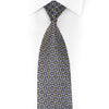 Silver Gold Trellis On Blue Rhinestone Silk Tie With Silver