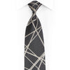 Silver Lines On Gray Rhinestone Silk Tie - 1