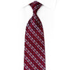 Silver Navy Geometric On Burgundy Rhinestone Silk Tie