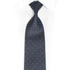 Silver Navy Micro Checker Rhinestone Silk Necktie With Red