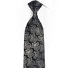 Silver Paisley On Black Rhinestone Silk Tie With Silver