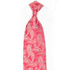 Silver Paisley On Pink Rhinestone Silk Necktie With Silver