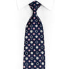 Silver Pink Polka Dots On Navy Rhinestone Silk Necktie - 1