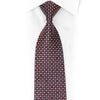 Silver Red Checkered On Navy Blue Rhinestone Silk Necktie