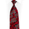 Silver Red Floral On Gray Silk Tie With Red & Gray