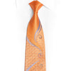 Silver Scrolls On Orange Rhinestone Silk Tie With Pink