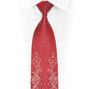Silver Scrolls On Red Rhinestone Silk Tie With Silver