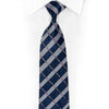 Silver Striped On Blue Rhinestone Silk Tie With Purple