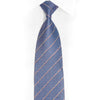 Silver Striped On Blue Rhinestone Silk Tie With Red
