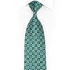 Silver Teal Design On Navy Blue Rhinestone Silk Tie