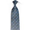 Silver Trellis On Blue Rhinestone Silk Necktie With Gold