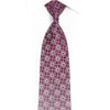 Silver Trellis On Burgundy Rhinestone Silk Tie With Silver