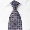Cabrini Rhinestone Silk Necktie Silver Trellis On Navy With Purple Sparkles - San-Dee
