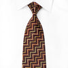 Taiyo Men’s Crystal Silk Necktie Orange Burgundy Chevron On 