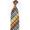 Yellow Orange Navy Silver Plaid Rhinestone Silk Tie