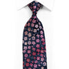 Christian Aujard Seidenkrawatte mit rosa Blumenmuster auf Marineblau mit Glitzer und Strasssteinen