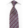 Silver Floral & Stripe Rhinestone Silk Necktie — Dark Purple