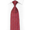 Silver Geometric On Burgundy Rhinestone Silk Necktie With Sparkles