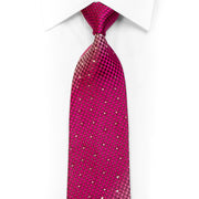 Rosafarbene Krawatte mit geometrischem Muster auf burgunderfarbenem Strasssteinchen mit Glitzer