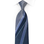 Indian Homme Strass-Krawatte, silberne Streifen auf Blau