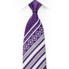 Indian Homme Rhinestone Silk Necktie Silver Striped On Purple With Sparkles