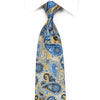 Kissa Strass-Krawatte, blaues Paisley auf Gold
