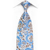Lancetti Strass-Seidenkrawatte Anthemion Floral auf Hellblau