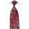 Lancetti Silk Tie Red Burgundy Paisley On Navy With Rhinestones & Sparkles
