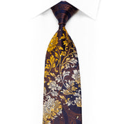 Marcucci Strass-Krawatte, Gold-Silber-Blumenmuster auf Marineblau mit Glitzer