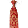 Metro City Silk Rhinestone Tie Gold Damask On Red With Golden Sparkles