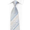 Micheal Angelo Crystal Rhinestone Necktie Blue Foulard Striped On White With Sparkles