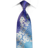 Mila Schon Rhinestone Silk Tie Silver Floral On Purple Blue With Sparkles