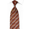Rhinestone Silk Necktie — Orange & Gold Cartouche Stripe on Burgundy