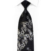 Silver Acanthus Scrolls On Black Rhinestone Necktie With Sparkles