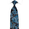 Premierlux Strass-Krawatte aus Seide, silberne Schriftrollen, blaues Paisley auf Marineblau