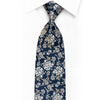 Premierlux Strass-Seidenkrawatte, silbernes Blumenmuster auf Marineblau mit Glitzer