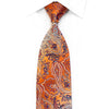 Kristallrhinestone-Seidenkrawatte Anthemion Paisley auf Orange von Renoma